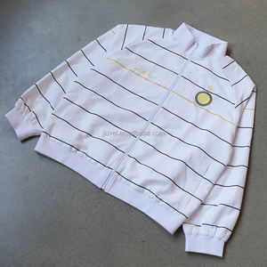 <span class=keywords><strong>Giacca</strong></span> Sportiva Leggera con Zip Personalizzata <span class=keywords><strong>a</strong></span> <span class=keywords><strong>Righe</strong></span> Stampate in Poliestere Vestibilità Ampia Casual Oversize per <span class=keywords><strong>Uomo</strong></span> - Product Image 2