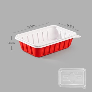 2 Compartment Red White Plastic <strong>Containers</strong> Lids BPA Free Recyclable Microwavable Eco-friendly Biodegradable Food Storage Take - Product Image 6