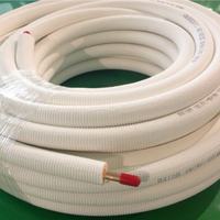 Kit de tubes en cuivre de 10 pieds (1/4" et 3/8" DE), avec isolation en PE blanche épaissie de 3/8" en bobine, écrous et kit d'installation pour climatisation