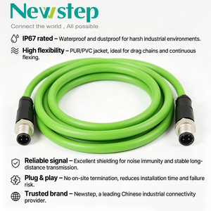 Cavo Connettore <span class=keywords><strong>Ethernet</strong></span> Codificato A/B M12 IP67 Impermeabile Industriale PROFINET/<span class=keywords><strong>EtherNet</strong></span>/IP Schermato CAT6A -40~+70 - Product Image 1
