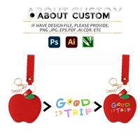 Miroir en forme de pomme avec logo personnalisé, miroir de poche en cuir PU avec porte-clés, mini miroir de maquillage portable pour promotion