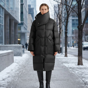 Women's Hooded Padded Warm Winter Pullover Waterproof <b>Sequined</b> Linen Lining Puffer Coat Custom Cropped Casual Windproof - Product Image 3