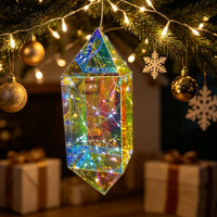 Ornement suspendu en diamant irisé LED, décoration de Noël et de mariage, fonctionne à piles, holographique, cadeau moderne pour les fêtes