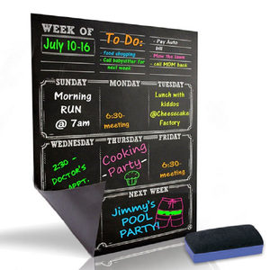 Menú de borrado en seco para nevera personalizado, <span class=keywords><strong>semanal</strong></span>, <span class=keywords><strong>pizarra</strong></span> blanca negra, calendario magnético, tabla organizadora magnética - Product Image 2