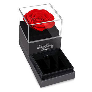 Caja colgante de anillo de doble puerta para el día de San Valentín, joyero de flores eternas en forma de manzana navideña - Product Image 3
