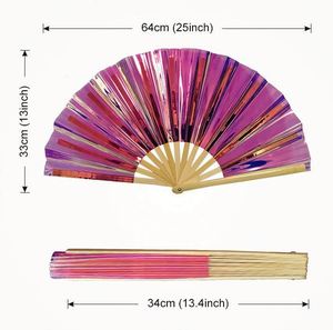 Éventails en bambou chromatiques irisés très populaires, grands éventails à main, éventails sonores pour la danse et les fêtes - Product Image 5