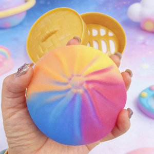 Jouets anti-stress mignons en TPR, en forme de boulette scintillante et de bao bao vapeur fourré, pour adultes, en boîte à presser - Product Image 2