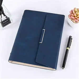 Refillable Planner Leather Journal Inserts A5 6-Ring Binder Loose Leaf Notebook Lined Cards Pockets Magnetic Buckle