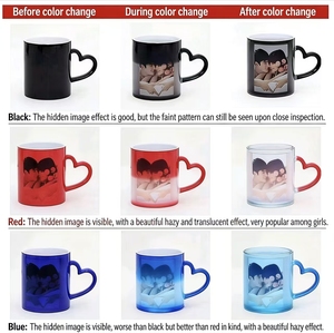 <span class=keywords><strong>Tasse</strong></span> en céramique 11 oz promotionnelle avec poignée cœur magique, sublimation, changement de couleur, impression par transfert thermique, surface mate - Product Image 3