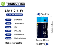 Pabrik Grosir Pemasok OEM Baterai Alkaline Premium 1.5v Ukuran C LR14 Ideal untuk Radio Senter