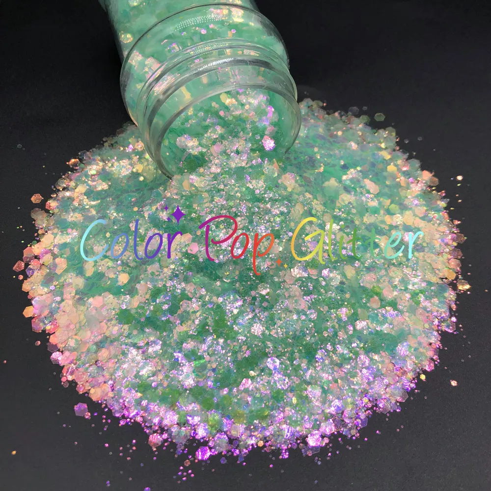Toptan yanardöner tıknaz Mix Glitter çevre dostu Polyester Glitter noel dekorasyon malzemeleri için şekilli tasarım