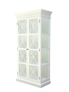 W5809 צרפתית מחוזית עץ אלון מלא לבן זכוכית כפול דלתות זכוכית x מטבח - Product Image 3