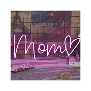 Winbo Custom Led Light Neon Sign Happy Mother's Day Best Mom Pink Sign Neon For Gifts Wall Decor Led Letter Light Up Sign