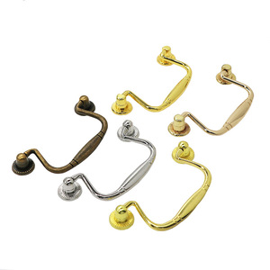 Four-finger lifting hand without characters flat lifting hand health care box lifting hand redwood box round bar zinc alloy pull - Product Image 1