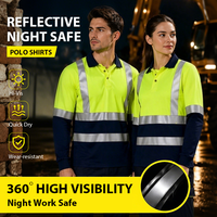 Polo de Travail de Sécurité Haute Visibilité à Manches Longues Séchage Rapide Personnalisable pour Logo, Route, Industrie Minière et Construction