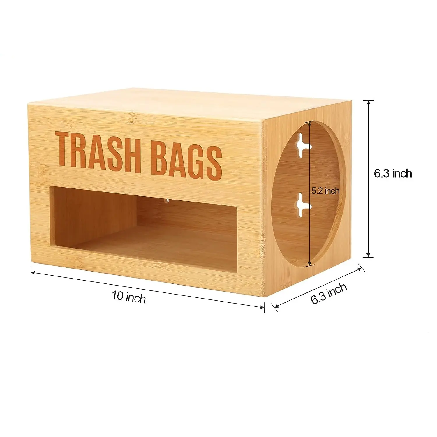 Bamboo Wooden Trash Bag , Plastic Garbage Bag Dispenser Roll Storage Organizer Holder