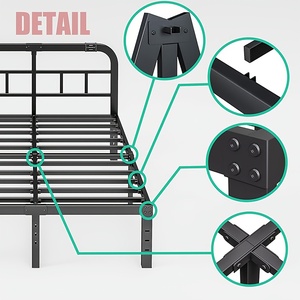 Struttura <span class=keywords><strong>letto</strong></span> king size alta 18 pollici con testiera, telaio <span class=keywords><strong>letto</strong></span> <span class=keywords><strong>in</strong></span> acciaio resistente, struttura <span class=keywords><strong>letto</strong></span> sospesa <span class=keywords><strong>in</strong></span> <span class=keywords><strong>ferro</strong></span> robusta e ispessita - Product Image 4