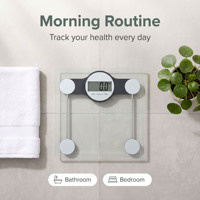 Báscula Digital de Vidrio Templado de 180 kg/400 lb para Peso Corporal, con Plataforma para Ponerse, para Gimnasio en Casa, Seguimiento de Fitness, Báscula de Baño Resistente