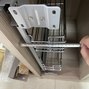 Ensemble complet d'unité d'angle coulissante sur mesure au design moderne, <span class=keywords><strong>avec</strong></span> paniers linéaires en fil d'acier argenté à tirage automatique, en fer, pour <span class=keywords><strong>cuisine</strong></span> - Product Image 2
