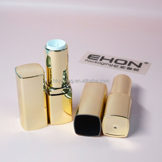 Wholesale Square Gold Lipstick Tube Empty Cosmetic Lip Balm Container Metallized Custom Lipstick Case for Makeup Packaging