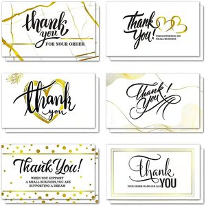 Cartes de remerciement personnalisées avec logo en feuille d'or, cartes de remerciement de luxe à motif marbré pour l'emballage des petites entreprises - Product Image 1