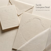 Suite d'invitations de mariage personnalisées en typographie botanique avec bord festonné, papier vélin, sceau de cire et cartes RSVP pour mariages en plein air