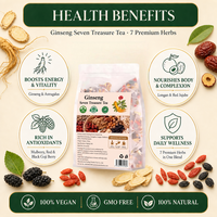 Sachets de thé aux herbes Ginseng 7 Trésors Marque Privée Direct Usine 150g 30 Sachets pour Vitalité & Énergie Quotidiennes Vente en Gros