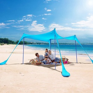 Tenda da Sole Portatile da Spiaggia con Palo in Ferro e Ancoraggio a Sabbia, Tenda da Campeggio Estiva, Ombrellone da Esterno - Product Image 1