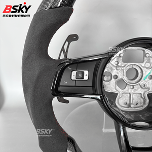 Volante de Fibra de Carbono con Levas Magnéticas, Compatible con Volkswagen MK8 MK7 MK6 <span class=keywords><strong>Golf</strong></span> R <span class=keywords><strong>GTI</strong></span> GTE Polo <span class=keywords><strong>GTI</strong></span> Golf8 <span class=keywords><strong>Golf</strong></span> 7, Modelos Antiguos y Nuevos - Product Image 4