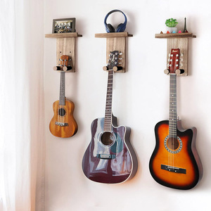 Soporte de pared para guitarra de madera maciza, rectangular, color natural, para colgar en la pared, para ukelele, guitarra acústica, Erhu - Product Image 1