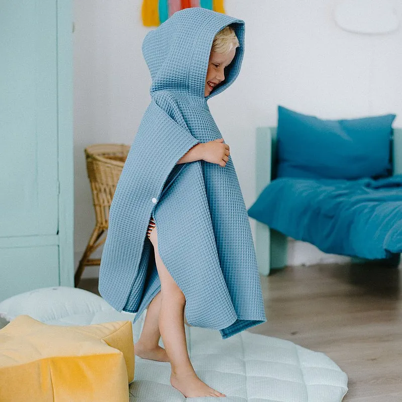 जयकार Microfiber वफ़ल Hooded पोंचो बच्चों के बाथरोब बच्चों लड़कियों को लड़कों के लिए Hooded समुद्र तट स्नान तौलिया स्नान तौलिया