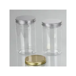 250ml 250cc 8oz Wide Mouth Jars Plastics PET Plastic Containers Jars With Gold Metal Lids