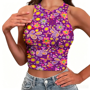 Venta Directa de Fábrica, Diseño Personalizado Exclusivo, Impresión Bajo Demanda, Chaleco Sexy para <span class=keywords><strong>Mujer</strong></span> con Estampado Hawaiano, sin Bordes, que Deja Descubiertos el Ombligo - Product Image 6