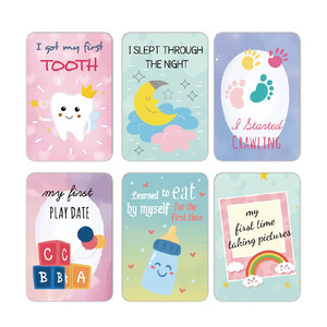Ensemble de cartes de jalons de développement pour bébé - Enregistrements en papier avec empreintes de mains et de pieds, blancs, pour les premiers moments de bébé, cadeaux de baby shower et d'anniversaire - Product Image 3