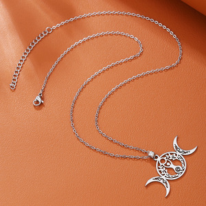 Collier creux en acier inoxydable avec pendentif nœud celtique pour femmes, design géométrique, forme irrégulière, bijoux à la mode - Product Image 3