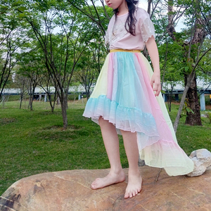 Niñas Sirena Alto Bajo <span class=keywords><strong>Tutu</strong></span> Falda Vestido Conejito Día de Pascua Fiesta de cumpleaños <span class=keywords><strong>Tutu</strong></span> Faldas - Product Image 4