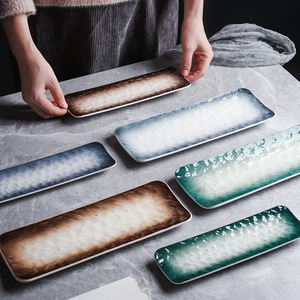Assiettes longues en céramique à motif <span class=keywords><strong>pierre</strong></span> nordique pour sushis et sashimis, assiettes plates en porcelaine pour restaurant, idéales pour apéritifs et desserts - Product Image 3