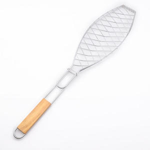 ตะแกรงย่างบาร์บีคิวสแตนเลสแบบไม่ติดสีดำพร้อมที่จับไม้ย่างปลาคลิปย่างบาร์บีคิวรุ่นบรรจุในถุง - Product Image 5