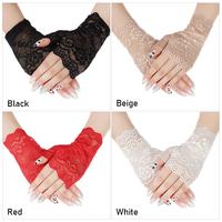 Gants mi-doigts en dentelle respirante pour femmes, élégants mitaines florales de danse, protection solaire estivale, gants sans doigts