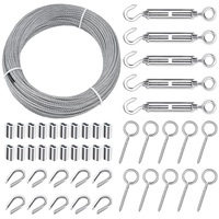 Kits de suspension pour lumières, câble aéronautique 7x7 brins, kit tendeur de câble pour garde-corps de terrasse, câble en acier inoxydable de 1/8 po