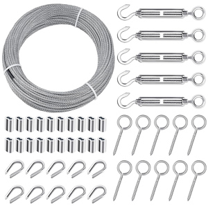 Kits de Suspensión de Luces con Cable de Acero Inoxidable de 7x7 Hilos, Tensor de Cable para Barandilla de Cubierta, Kit de Tensión de Cable de 1/8 Pulgadas - Product Image 1
