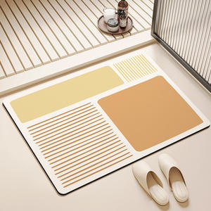 Alfombra de Baño de Tierra de Diatomeas Muye Qianye Liusha Yunye, Rectangular, con Patrón Geométrico, Absorbente, Antideslizante, Estilo Wabi Sabi - Product Image 4