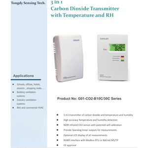 Moniteur de qualité de l'air intérieur 3 en 1 Tongdy avec capteurs de <span class=keywords><strong>CO2</strong></span>, de température et d'humidité, indice de protection IP30 - Product Image 4