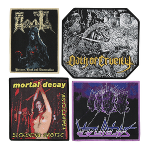 Parche de mochila con apliques cosidos tejidos personalizados, <span class=keywords><strong>Death</strong></span> Doom Sludge Stoner, tela de música gótica, Material principal para chaqueta de sombrero - Product Image 6