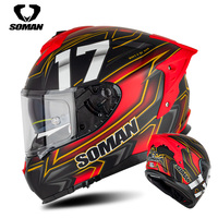 Nouveau fabricant casque de moto intégral Double objectif grand Spoiler SOMAN SM961-S