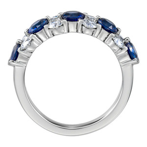 Women's <b>White</b> Gold <b>Sapphire</b> Eternity Band <b>Ring</b> Round Brilliant Cut Prong Setting Engagement Jewelry - Product Image 3