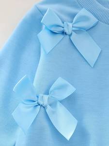 Nouvel ensemble deux pièces pour filles, automne et hiver, sweat-shirt à manches longues uni, décoration en nœud, <span class=keywords><strong>jean</strong></span> - Product Image 5