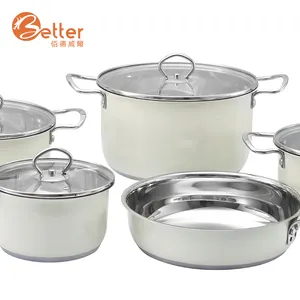 Nova Moda 9Pcs Cozinhar Pote Conjunto de Panelas de Aço Inoxidável Com Revestimento de Cor