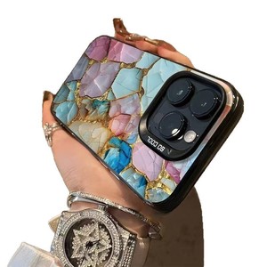 Cover per Cellulare in TPU PC con Stampa Motivo Pietra Colorata e Placcatura Argento per <span class=keywords><strong>iPhone</strong></span> 11 12 13 14 15 16 17 18 Pro Max - Product Image 3