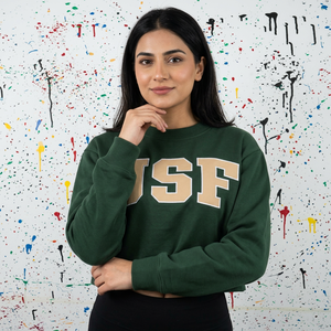 Sweat-shirt à capuche en velours surdimensionné USF Forest GREEN, 100% coton, broderie appliquée SAND, CLUSH SPORTS, respectueux de l'environnement - Product Image 1